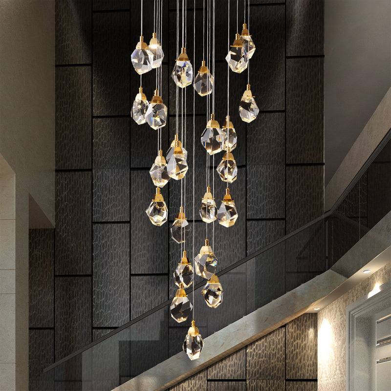 new modern luxury ring ceiling lamp copper drop crystal led pendant light