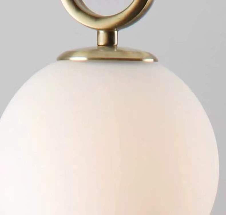 Modern Metal Globe Pendant Lights Brushed Brass Finished with White Globe Glass Lampshade