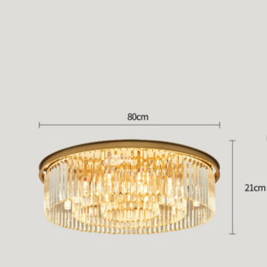 Round Chandelier Lighting Living Room Gold Crystal Ceiling Lamp Luxury Stainless Steel LED Lustre Flush Mount Light