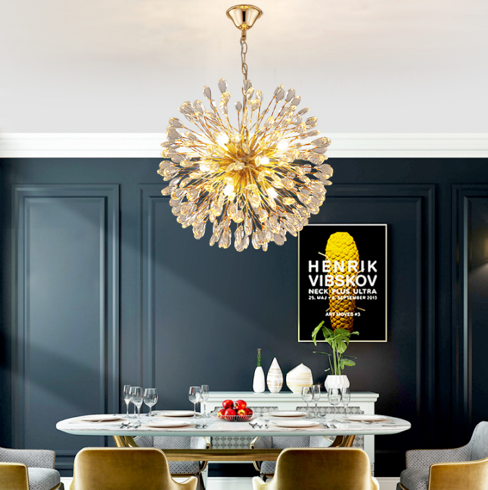 Contemporary Glass Crystal Sputnik Chandelier LED Lighting Ceiling Fixture gold finish