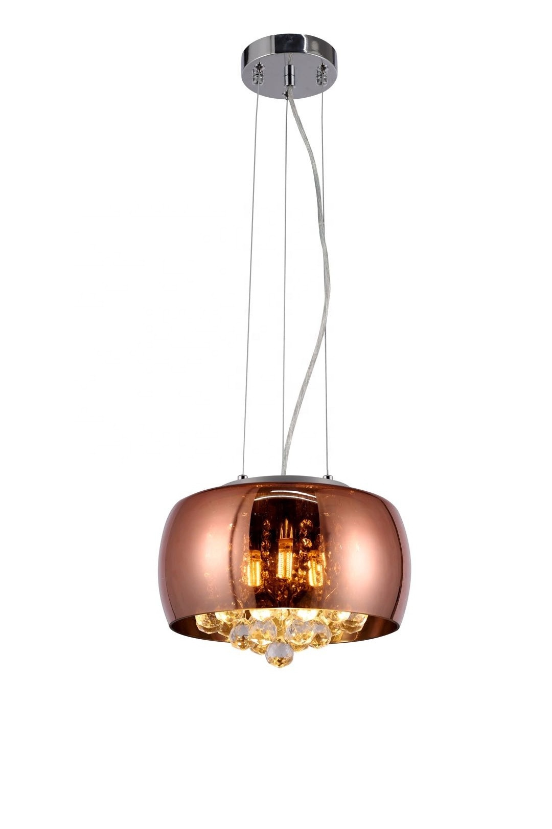 Room decorative smoke cognac copper ceiling light hanging lighting fixtures modern luxury chandelier crystal glass pendant lamp