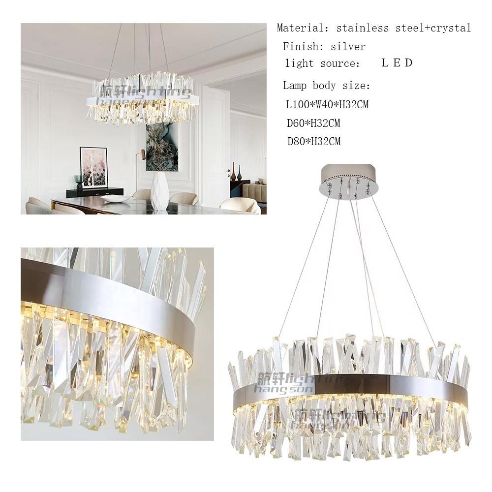 rectangular chandeliers stainless steel silver chandelier modern chandelier led Restaurant living room cafe