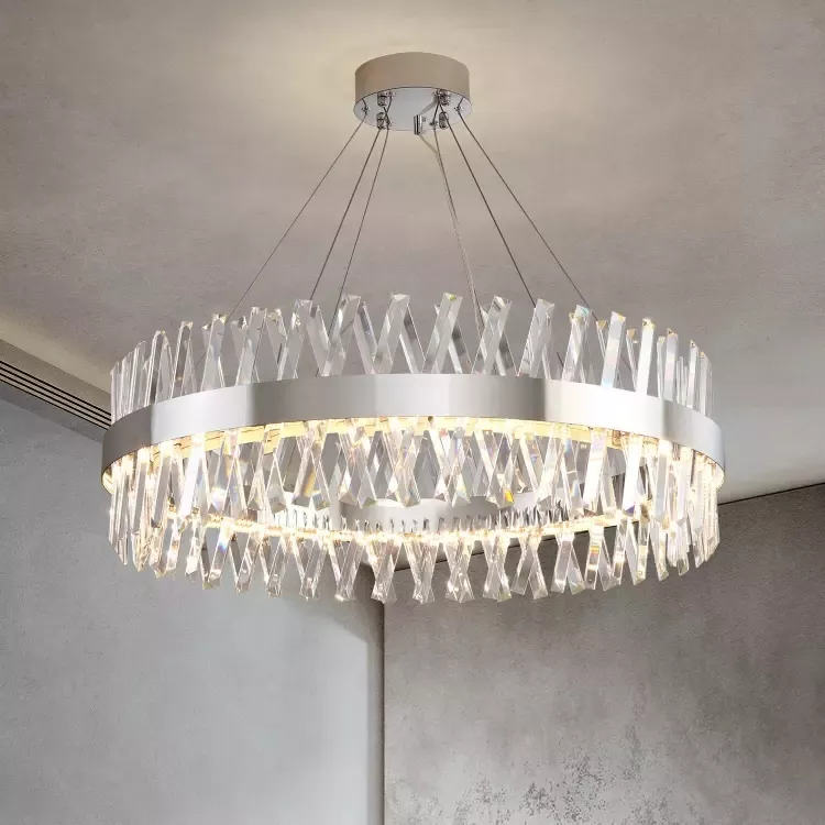 rectangular chandeliers stainless steel silver chandelier modern chandelier led Restaurant living room cafe