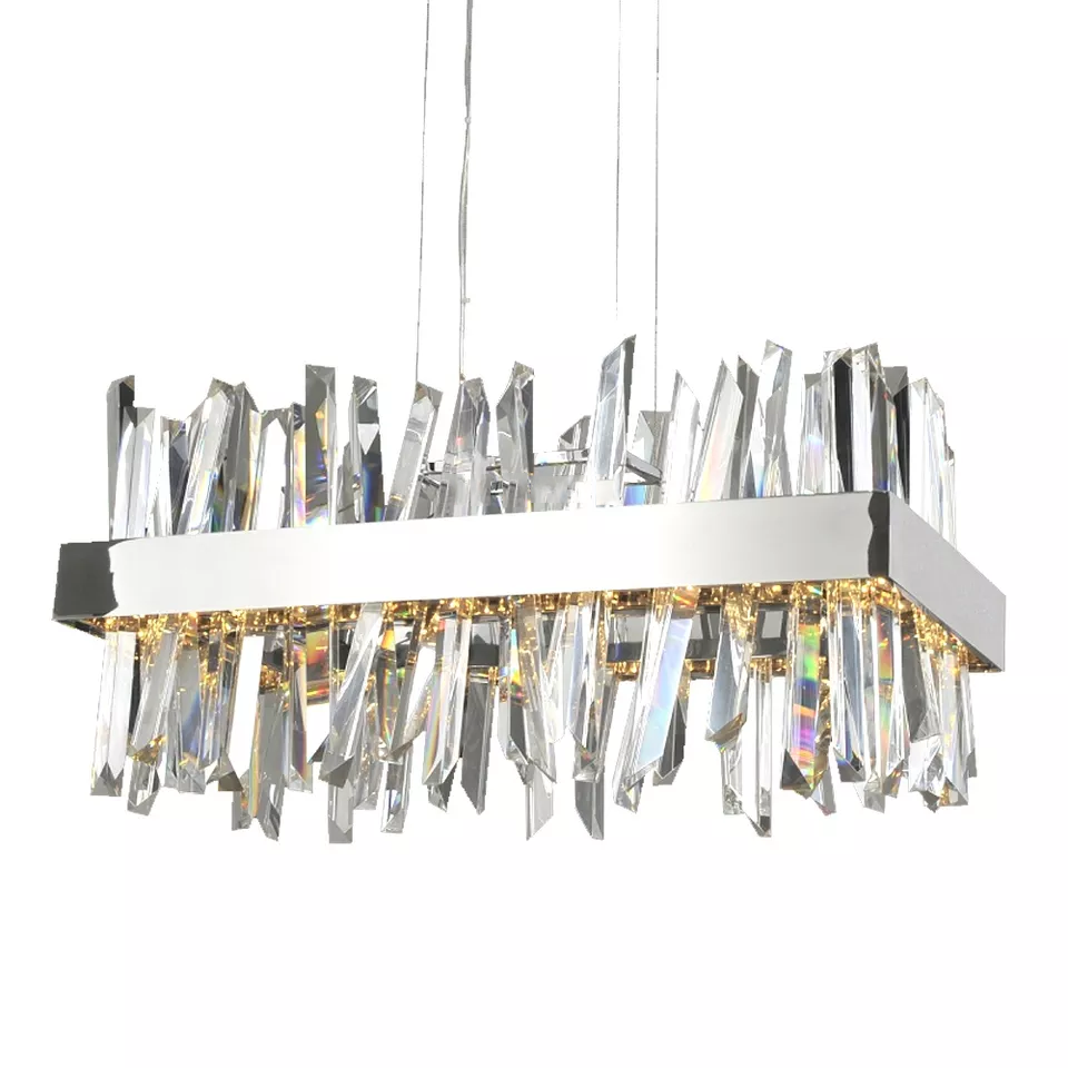 rectangular chandeliers stainless steel silver chandelier modern chandelier led Restaurant living room cafe