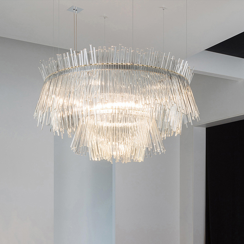 Hot Sell Unique Design Glass Tube Rod Pendant Chandelier Light for Hotel Villa Home modern Chandelier