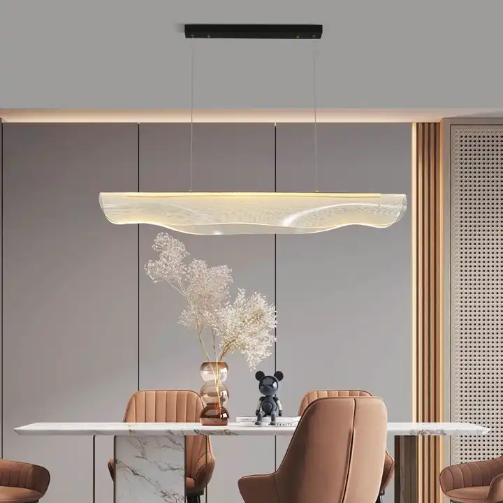 Nordic Long Led Designer Desk Dining Room Lighting Fixtures Modern Black Pendent Light High Transmittance Hanging Light