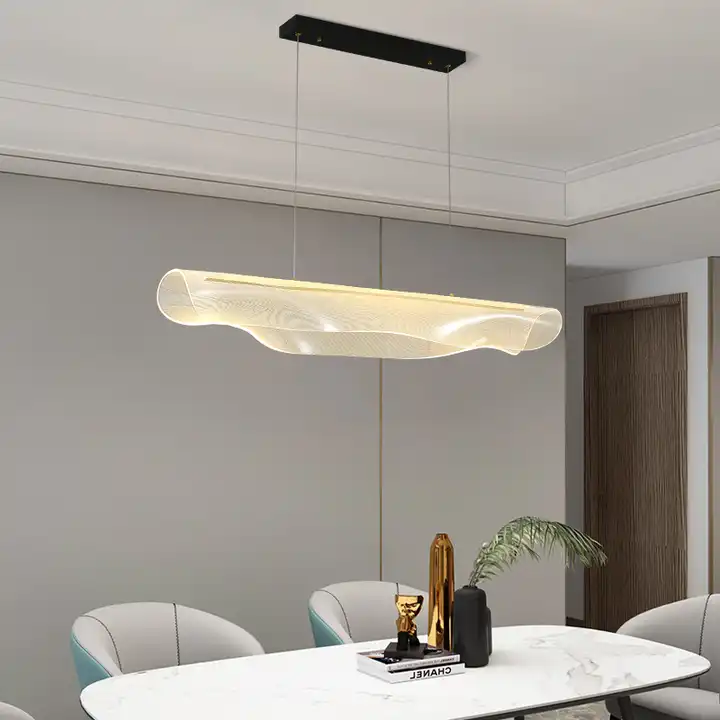 Nordic Long Led Designer Desk Dining Room Lighting Fixtures Modern Black Pendent Light High Transmittance Hanging Light