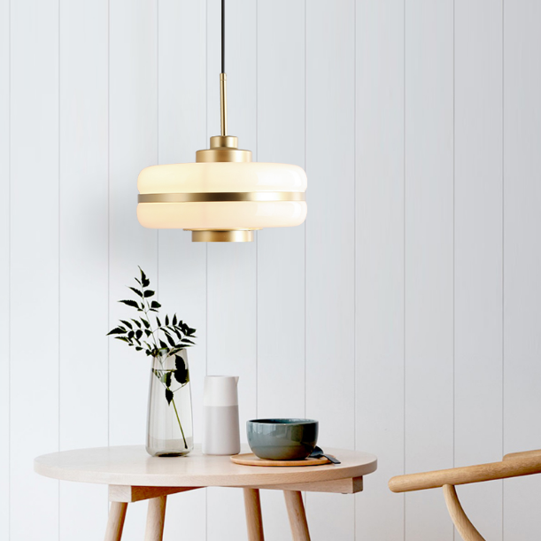 Gold glass shade modern hanging pendant lamp for kitchen decor with bedside pendant lights