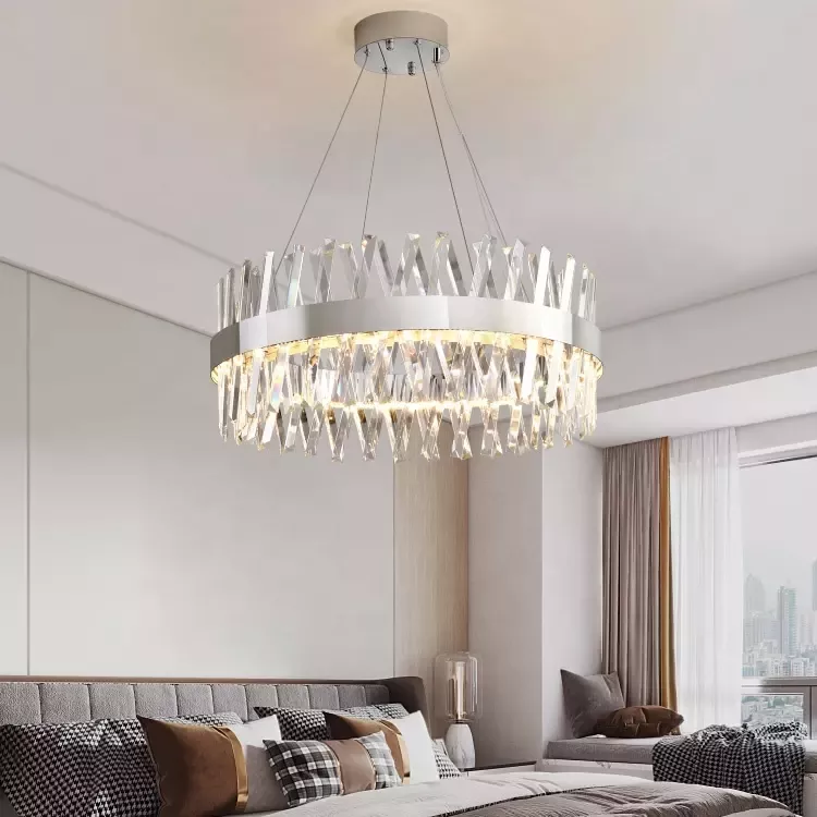 rectangular chandeliers stainless steel silver chandelier modern chandelier led Restaurant living room cafe