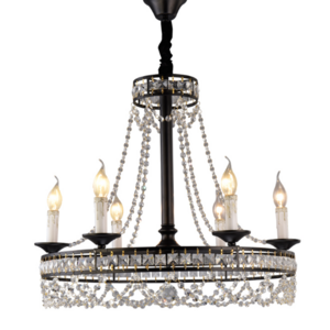 Candle Chandelier Rustic Lighting Round Black crystal Chandelier Lamp For living room Restaurant