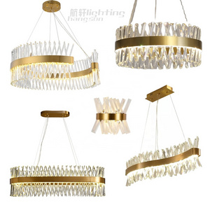 china large glass hotels ring lighting fixtures led dimmable circular C shape modern chandelier for high ceilings