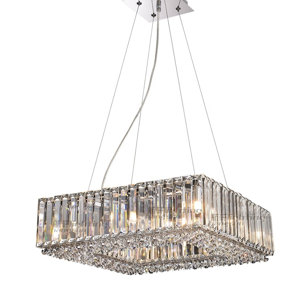 Modern flush mount square clear crystal ceiling mounted light living room bedroom crystal lamp