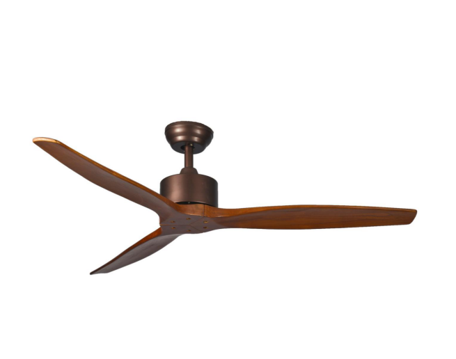 Ceiling fan decorative  no light with remote 3 brown blade AC motor decor living room outdoor