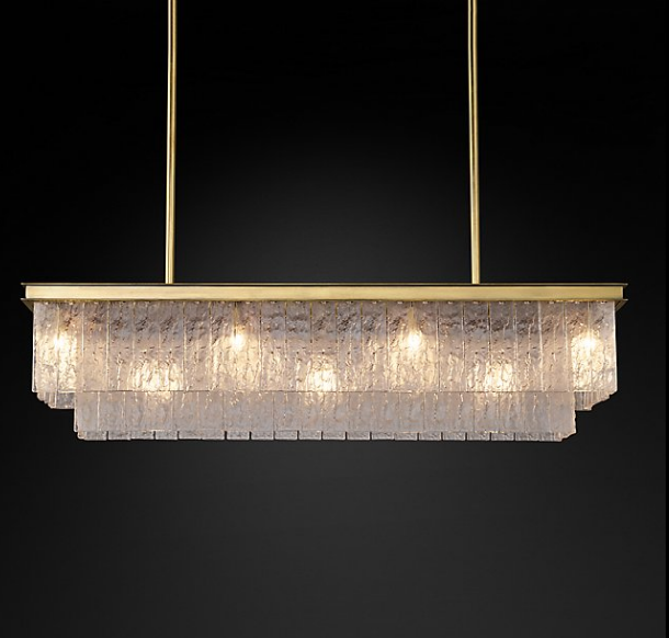 Rectangle Crystal Gold Chandeliers Dining Room Modern indoor Fixtures Hanging Chandelier Pendant Light