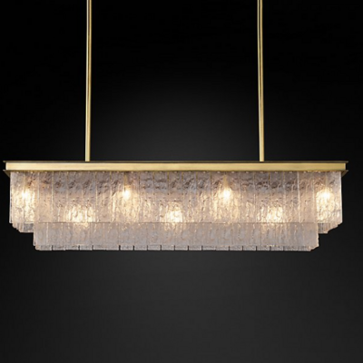 Rectangle Crystal Gold Chandeliers Dining Room Modern indoor Fixtures Hanging Chandelier Pendant Light