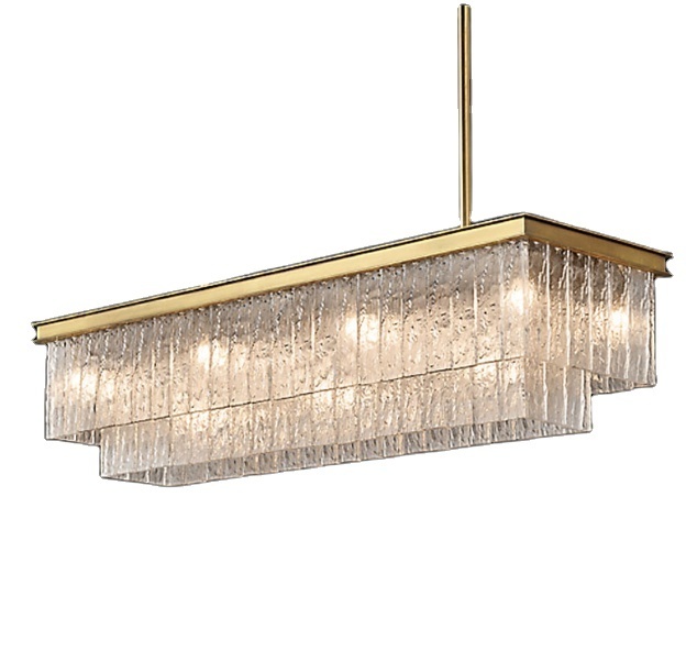 Rectangle Crystal Gold Chandeliers Dining Room Modern indoor Fixtures Hanging Chandelier Pendant Light