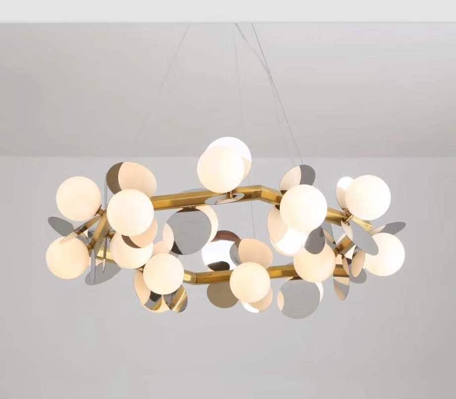 Modern Italian Style Sputnik Milk Glass Chandelier Ceiling Lights Modo18 Lights