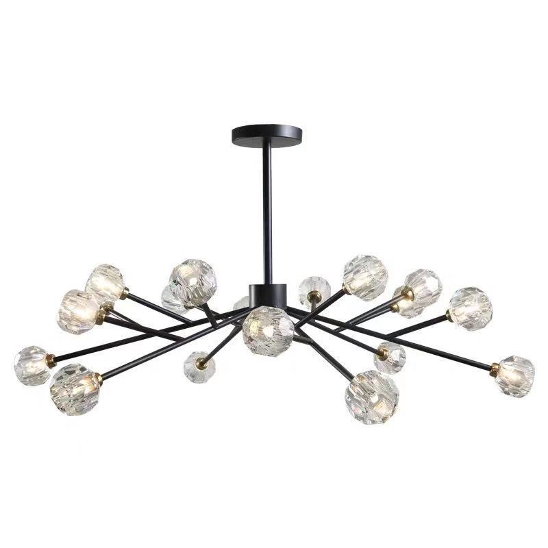 9 Light Crystal Sputnik Chandelier Pendant Lighting matte black  Finish Fixture G4 LED bulbs  for Dining Room livingroom