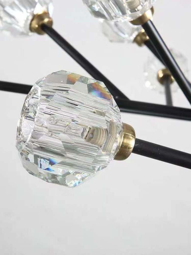 9 Light Crystal Sputnik Chandelier Pendant Lighting matte black  Finish Fixture G4 LED bulbs  for Dining Room livingroom