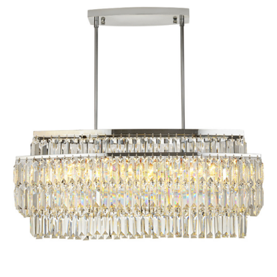 Rectangular Modern K9 Crystal Chandeliers Lighting Pendant Fixture 12-Lights Dining room chandelier