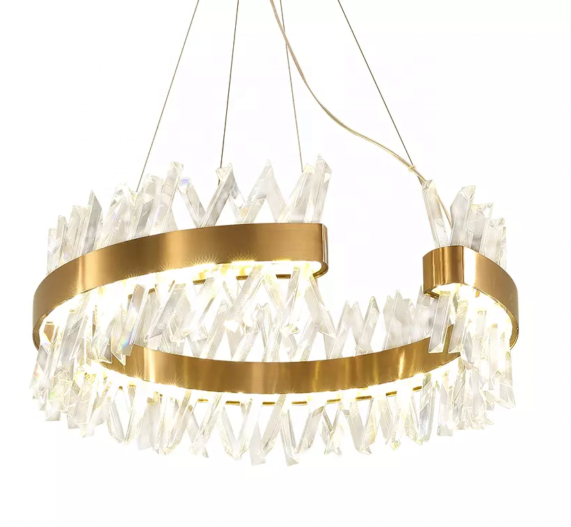 china large glass hotels ring lighting fixtures led dimmable circular C shape modern chandelier for high ceilings