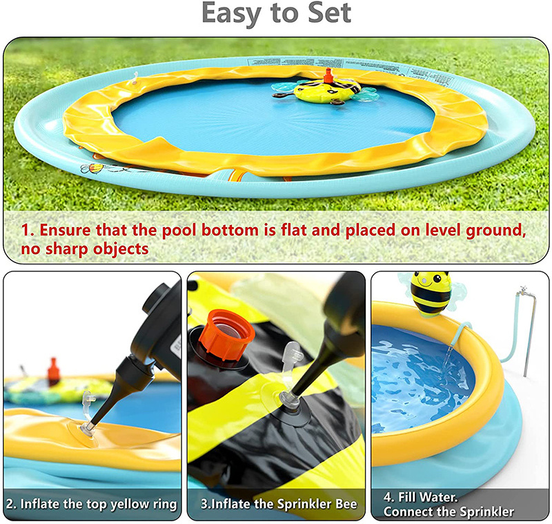 B02 Jilong Inflatable foldable Swimming Pool for children Paddling Pool with Bee Water Spray pool for Family backyard