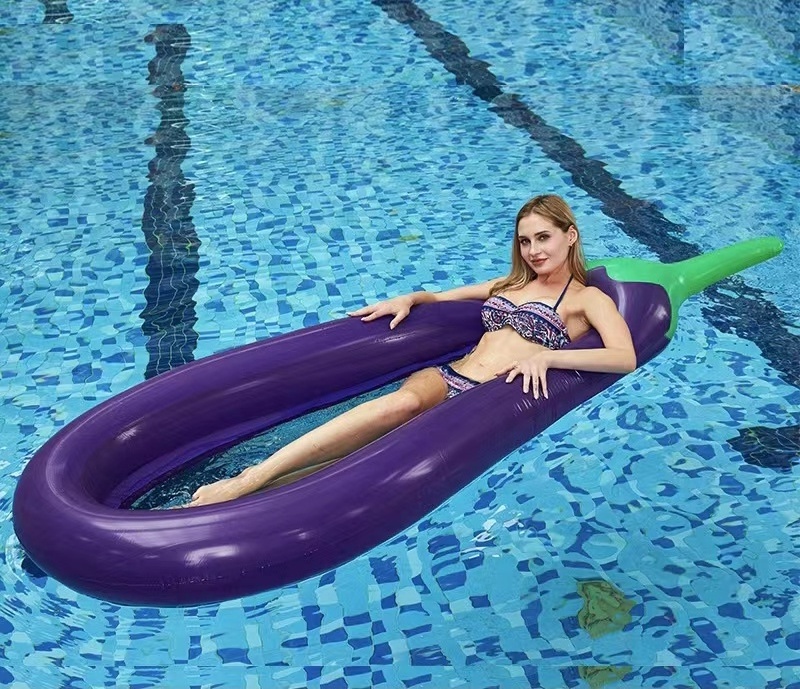 B03 Jilong PVC inflatable lilo Cross-border spot large PVC eggplant floating row with net recliner folding water