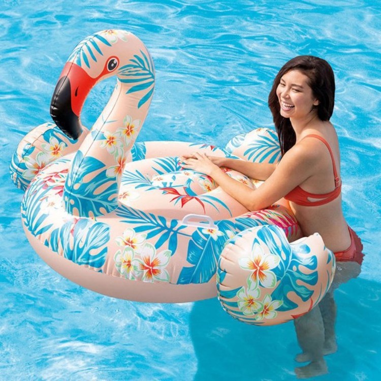 B03 F Tropical Inflatable Flamingo Ride On Pool Float printed flamingo float row inflatable ride-on diving equipment flashlight