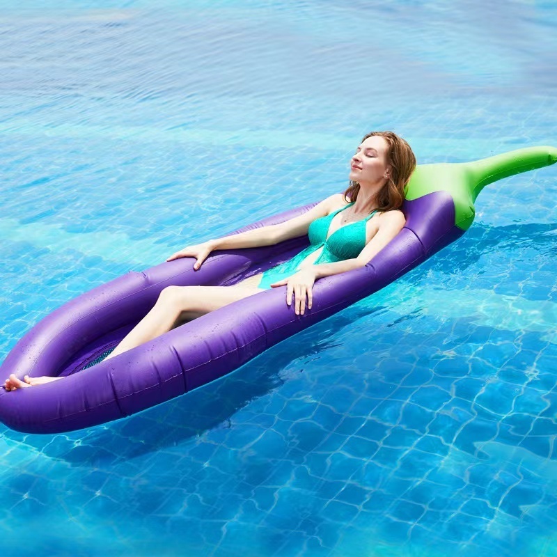 B03 Jilong PVC inflatable lilo Cross-border spot large PVC eggplant floating row with net recliner folding water