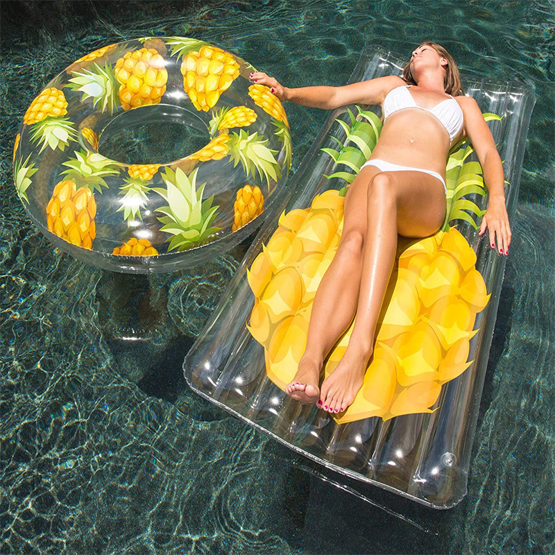 B03 F Custom Pineapple Printing PVC Pool Float Air Mattress Inflatable Lilo for Fun