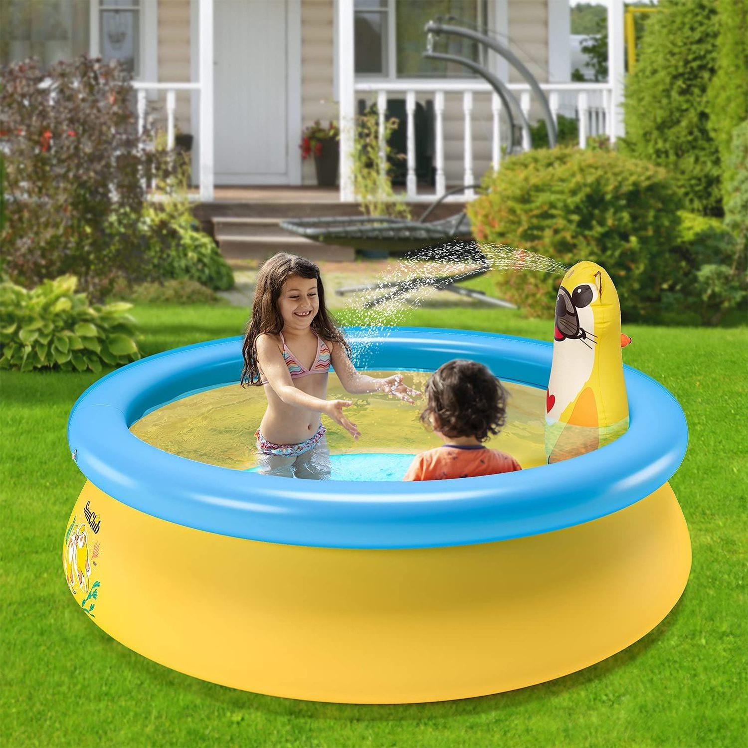 B02 Easy Set up backyard 12ft above ground inflatable swimming pool Prompt Set up Pool family  water sports playing equipment