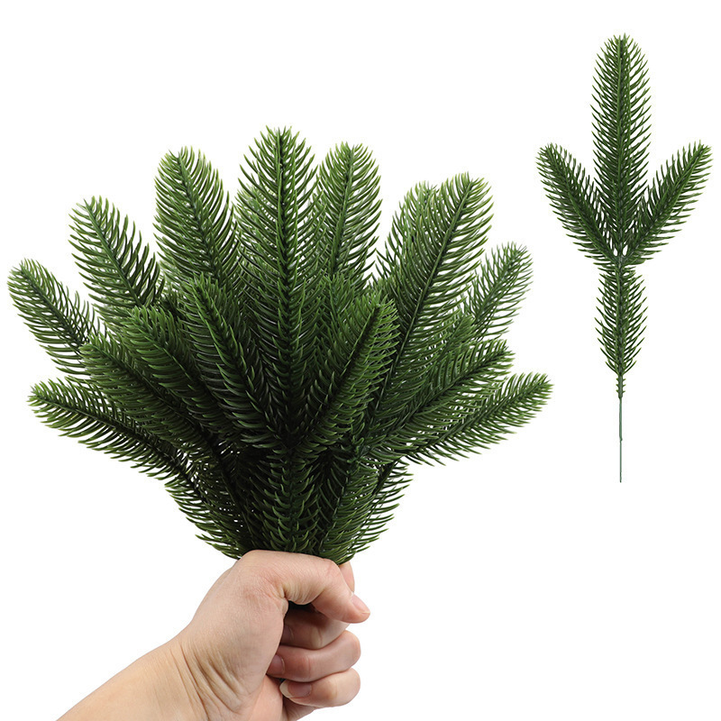 Wholesale 3 Heads Artificial Pine Needle Branch Branch Fake Pine Needle Stem For Home Decoration Green Plant Wall Plant