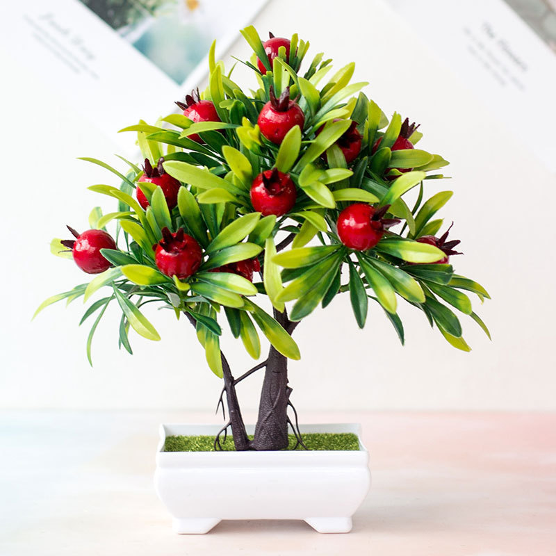 Orange Berry Bonsai Plant Artificial Fruits Potted Artificial Bonsai Tree For Christmas Wedding Party Home Garden Bedroom Decor