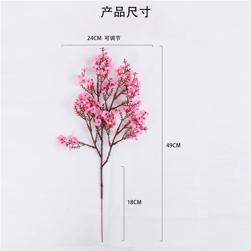 Cherry Blossoms Artificial Flowers Baby's Breath Gypsophila Fake Flowers DIY Wedding Decoration Home Bouquet Faux Flowers Branch