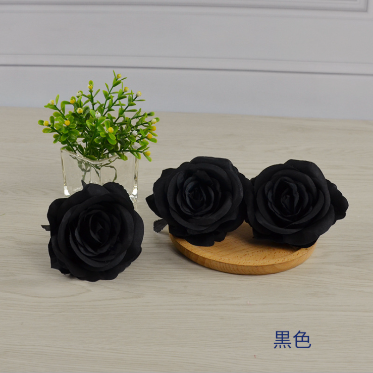 Black Rose Artificial Flower Single Branch Flower Home Decor Halloween Christmas Home Party Simulation Silk Flowers