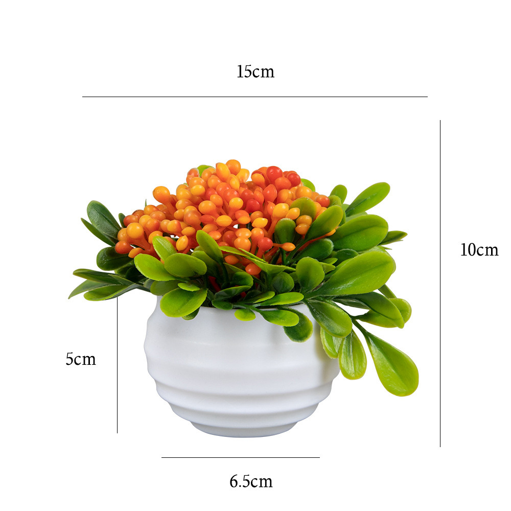 Wholesale Cheap Plastic Mini Artificial Flowers Pots Fake Bonsai Flower Berries For Home Office Decoration