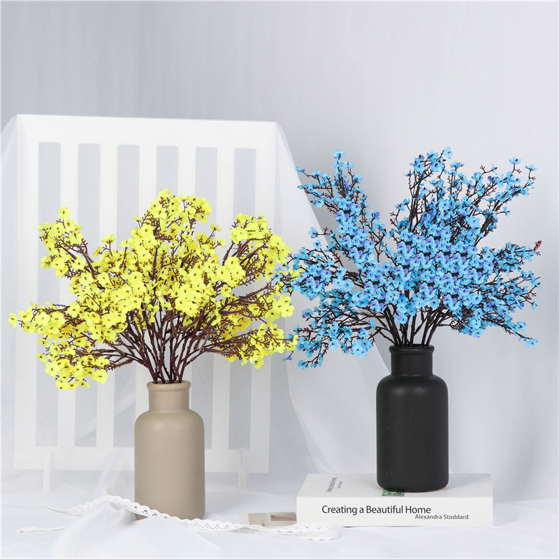 Cherry Blossoms Artificial Flowers Baby's Breath Gypsophila Fake Flowers DIY Wedding Decoration Home Bouquet Faux Flowers Branch