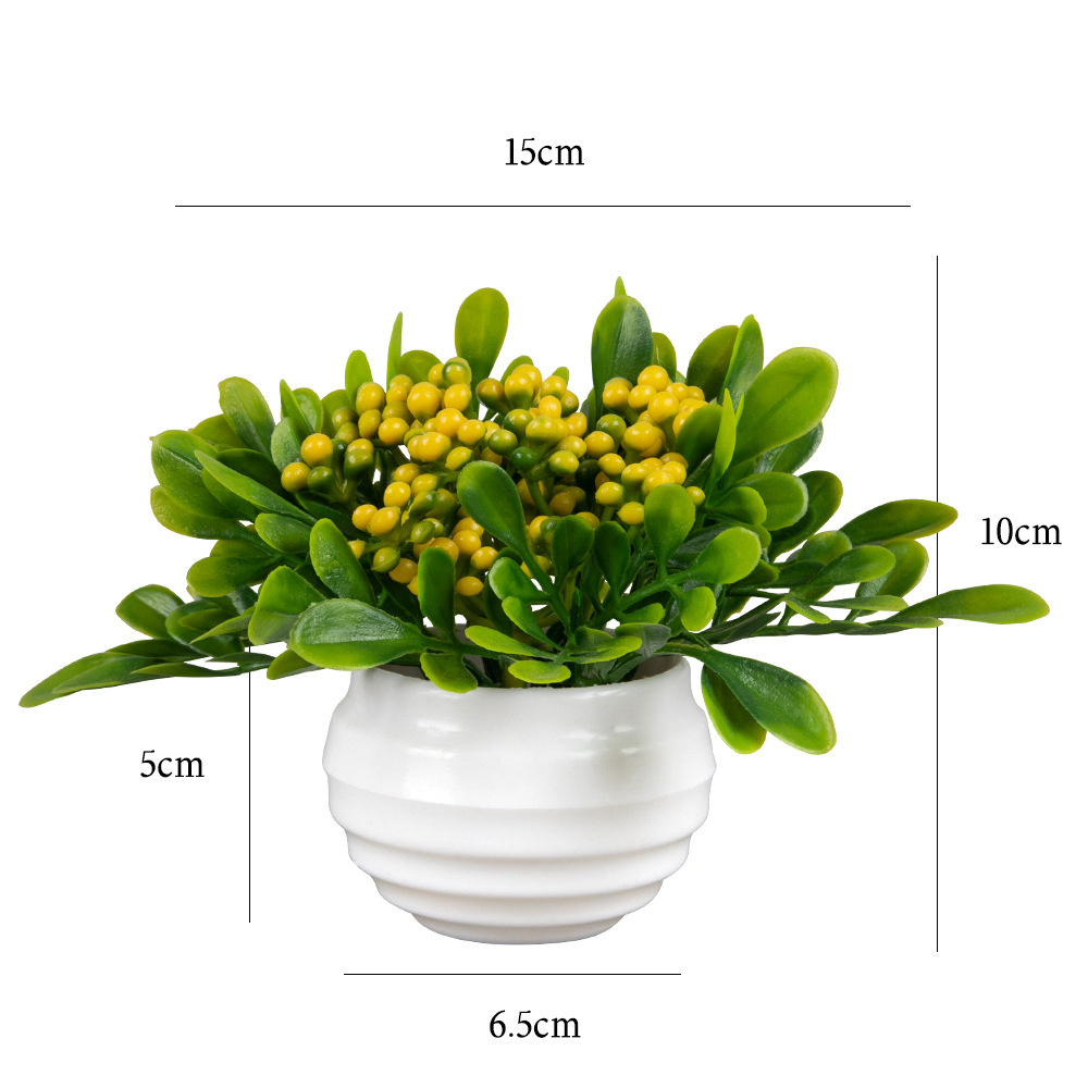 Wholesale Cheap Plastic Mini Artificial Flowers Pots Fake Bonsai Flower Berries For Home Office Decoration