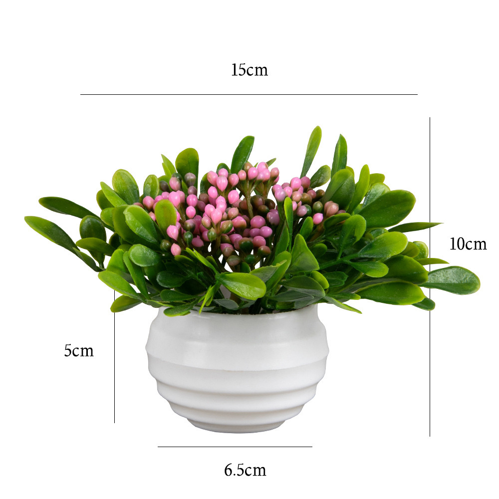 Wholesale Cheap Plastic Mini Artificial Flowers Pots Fake Bonsai Flower Berries For Home Office Decoration