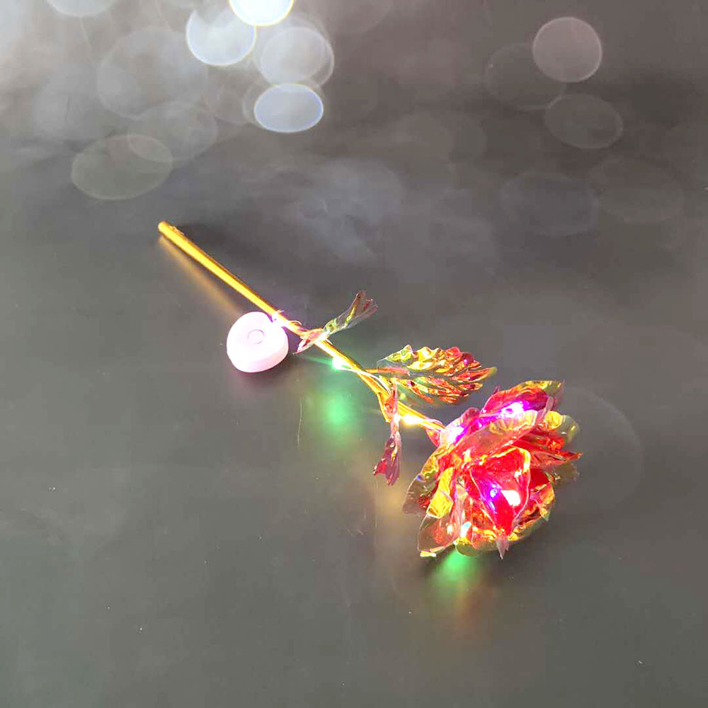 24 k gold Foil rose flower Led Light artificial Flower With Fairy String Lights For Valentine day gift creative gift