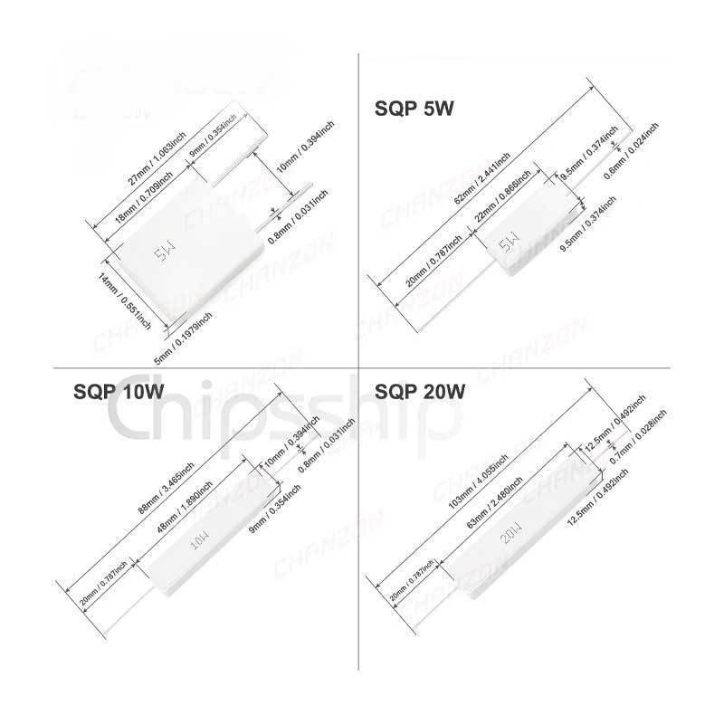 10Pcs/Pack 5W 10W 20W Ceramic Wirewound Resistor 0.1 0.15 0.5 2 15 20 25 30 33 100 330 1K 20K Ohm 5 10 20 Watt Cement Resistance