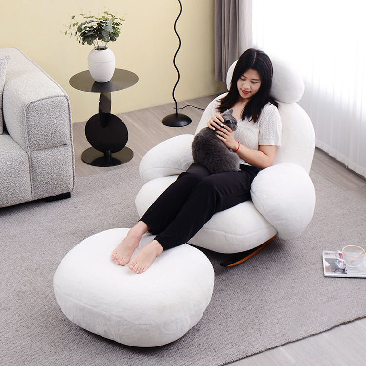 Living room chair Human Shape Fabric Leisure Chair White Fur Fabric Lounge Sofa Nordic designer leisure rocking chair