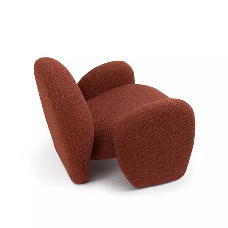 Nordic designer shaped living room chair caramel single person sofa chair Italian style quiet style lamb plush leisure chair