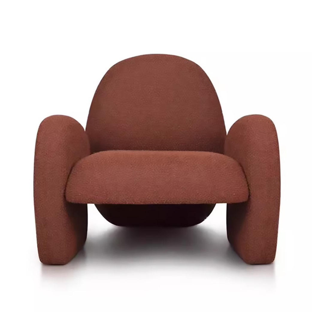 Nordic designer shaped living room chair caramel single person sofa chair Italian style quiet style lamb plush leisure chair