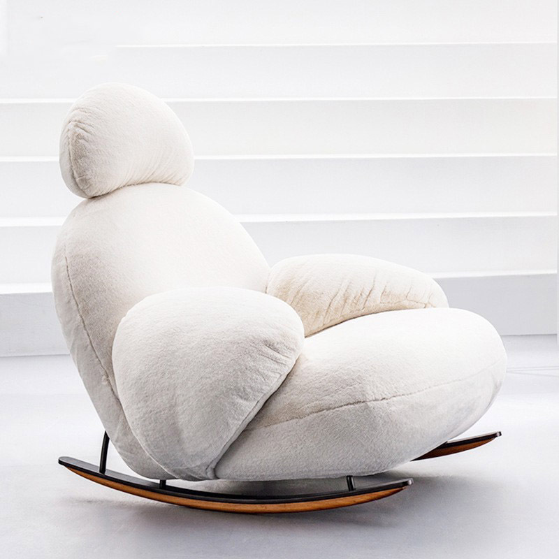 Living room chair Human Shape Fabric Leisure Chair White Fur Fabric Lounge Sofa Nordic designer leisure rocking chair