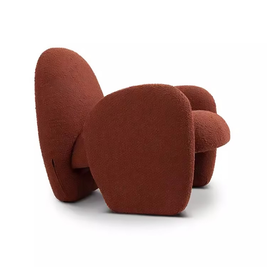 Nordic designer shaped living room chair caramel single person sofa chair Italian style quiet style lamb plush leisure chair