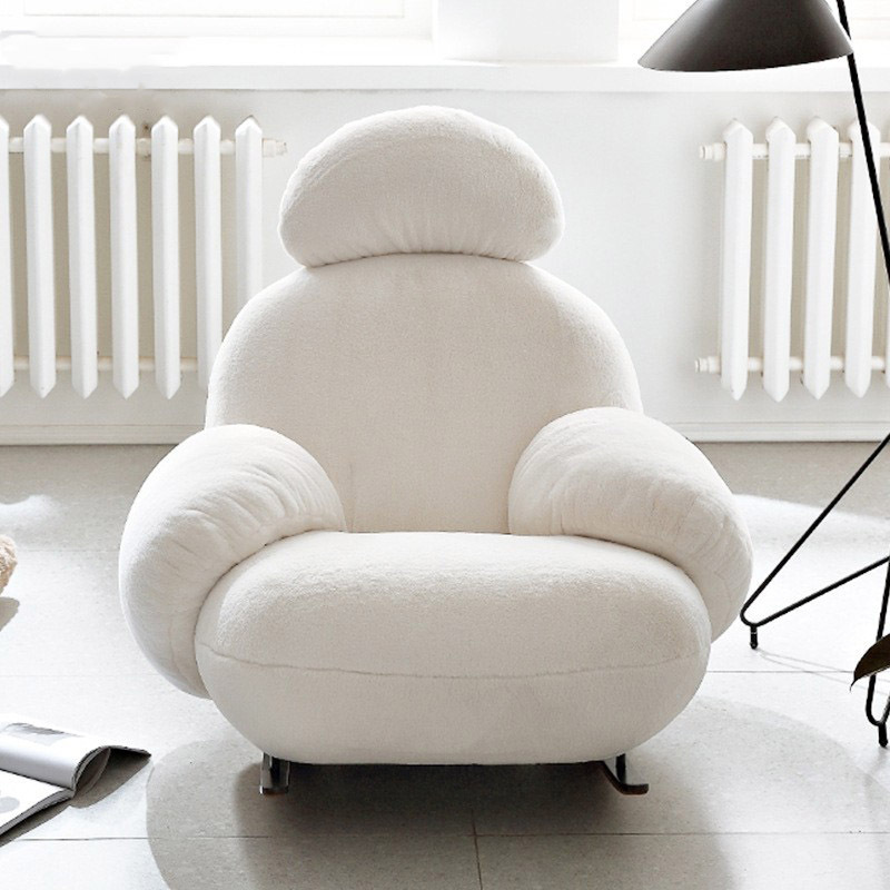 Living room chair Human Shape Fabric Leisure Chair White Fur Fabric Lounge Sofa Nordic designer leisure rocking chair