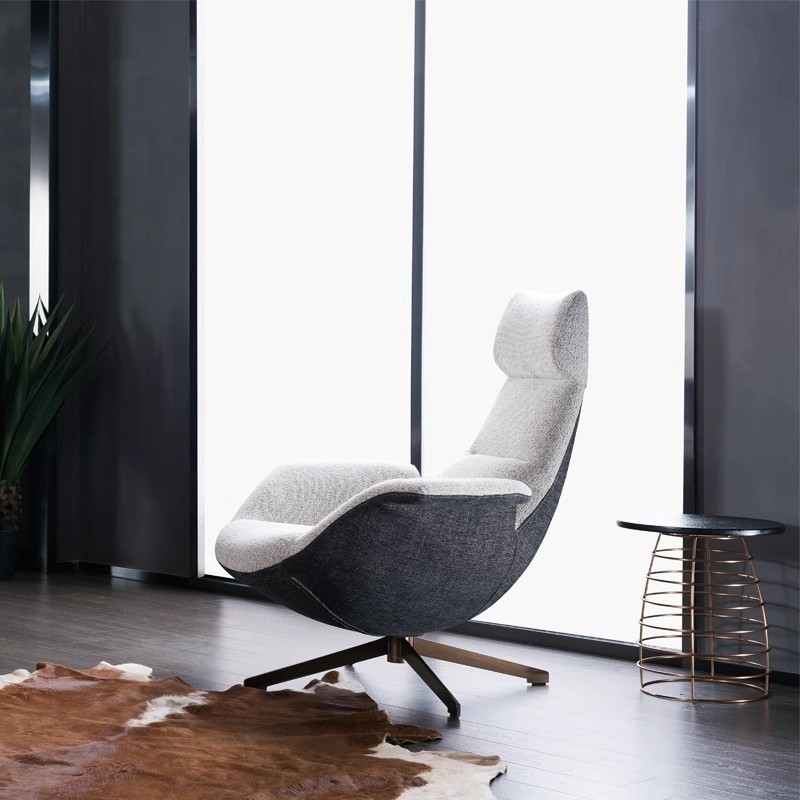 Creative leisure Luxury High Hotel Apartment living room chair Modern Armchair Living Room Single Chair Fabric Recliner Chair