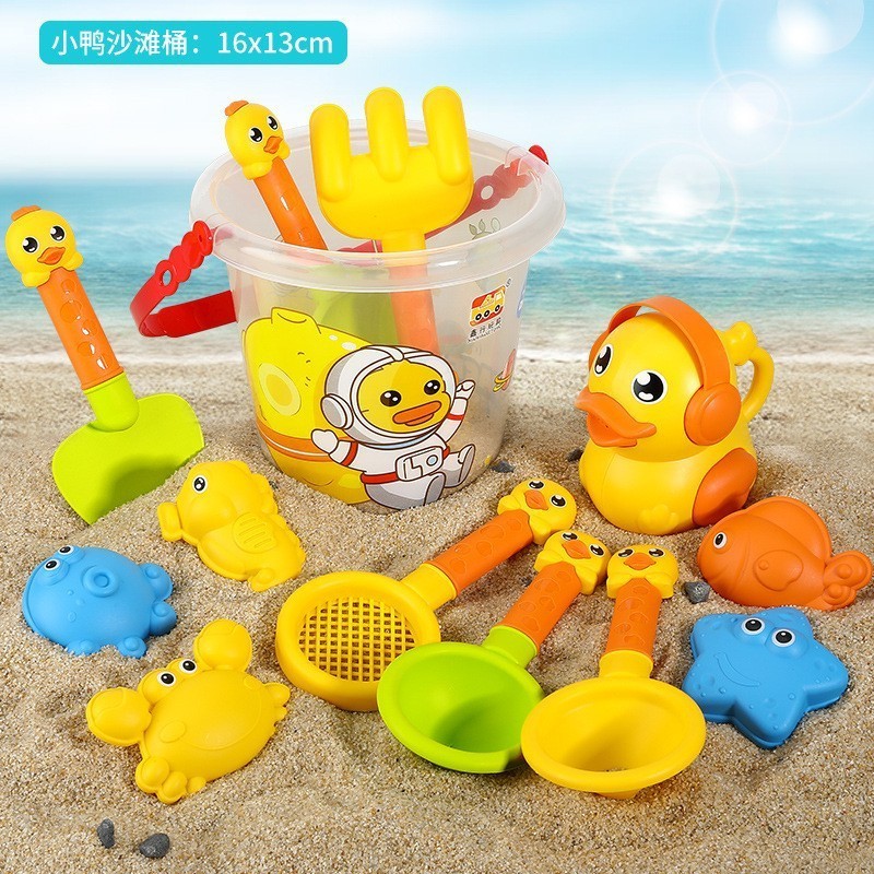 HY Toys A total of 18 sets summer seaside children's beach toys bucket play water sand dredging snow shovel 821-3