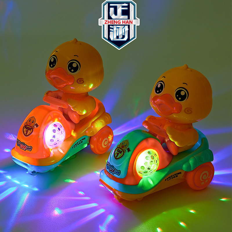 HY Toys Jiale children universal light music swing Cute duck 360 degree rotation stunt cartoon car